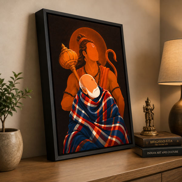 Shree Hanuman Ji & Neem Karoli Baba Floting Canvas Wall Art