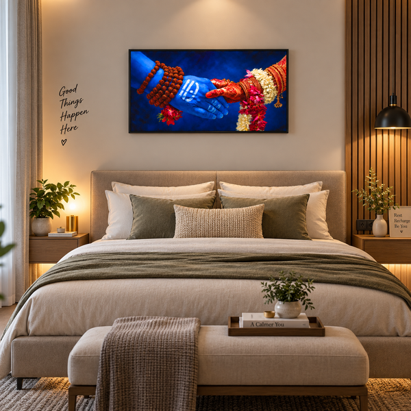 Vishnu Lakshmi divine Canvas Wall Art - Premium Spiritual Home Decor